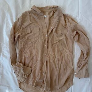 Equipment Femme Tan Button-Up Shirt M